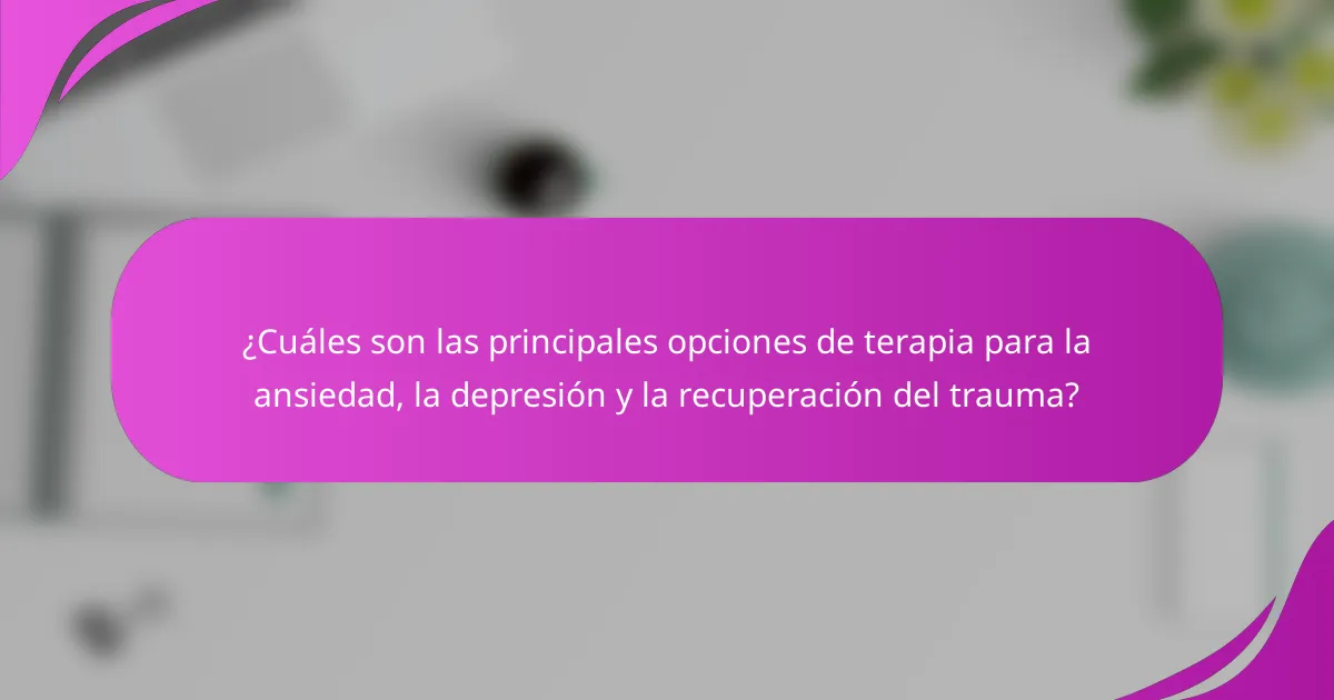¿Cuáles son las principales opciones de terapia para la ansiedad, la depresión y la recuperación del trauma?