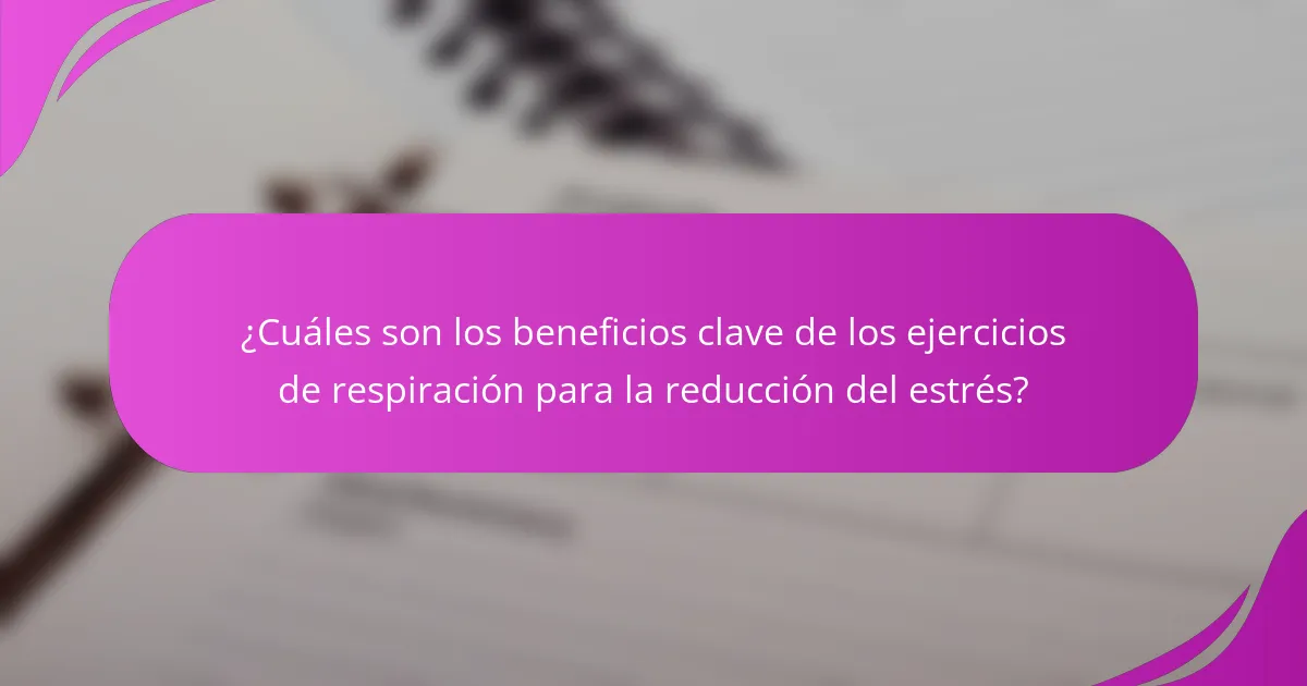 ¿Cuáles son los beneficios clave de los ejercicios de respiración para la reducción del estrés?