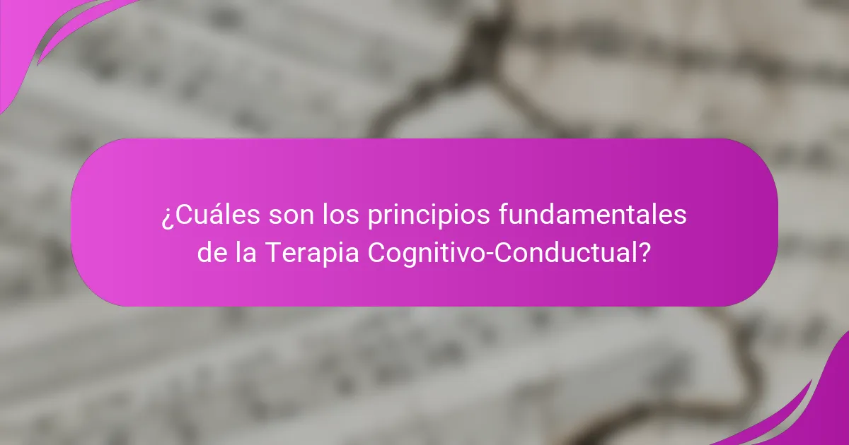 ¿Cuáles son los principios fundamentales de la Terapia Cognitivo-Conductual?