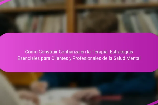 Cómo Construir Confianza en la Terapia: Estrategias Esenciales para Clientes y Profesionales de la Salud Mental