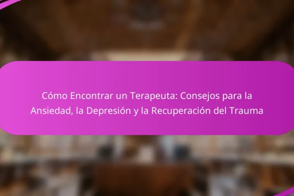 Cómo Encontrar un Terapeuta: Consejos para la Ansiedad, la Depresión y la Recuperación del Trauma