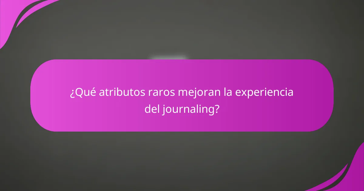 ¿Qué atributos raros mejoran la experiencia del journaling?